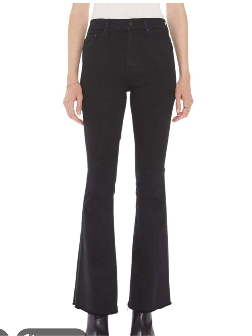 MOTHER Insider Crop fray Weekender Jeans black size 24